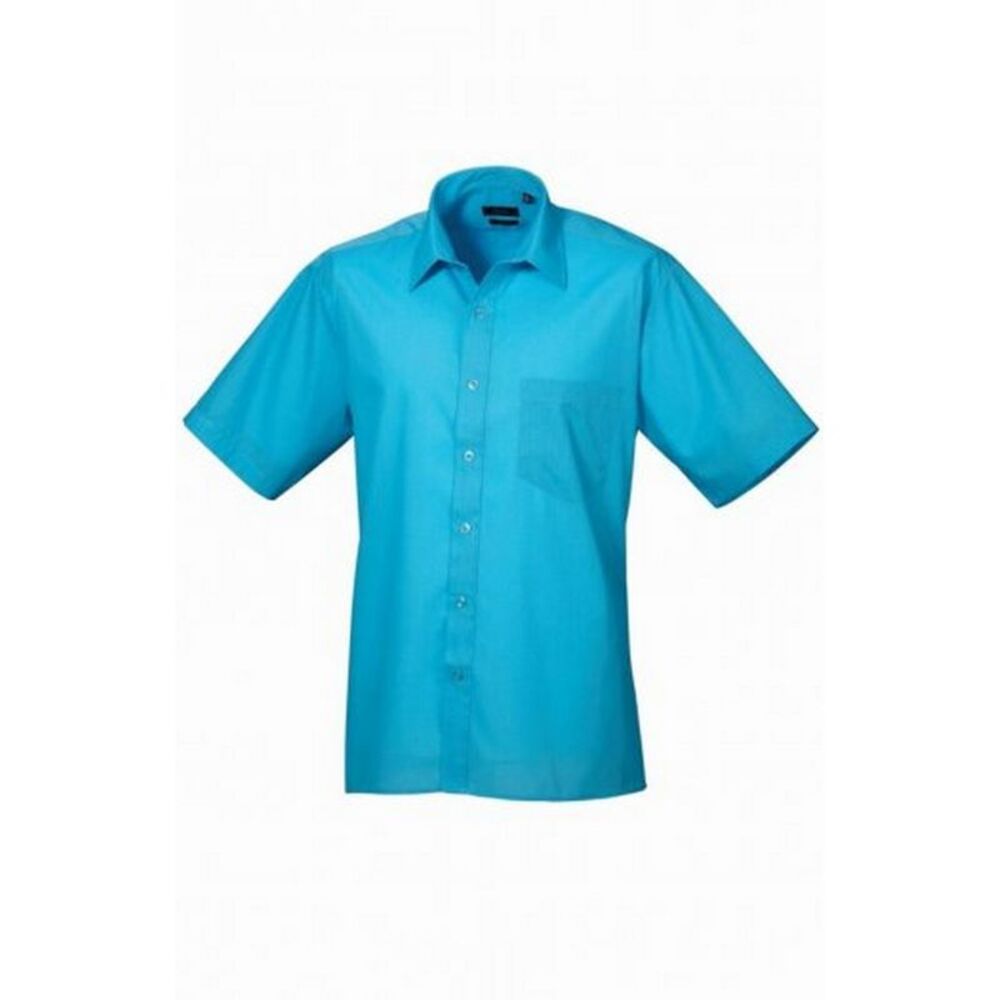 Premier Mens Short Sleeve Poplin Shirt / Turquoise